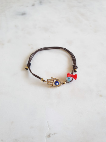 PULSEIRA SEDA MÃO FÁTIMA PRATA DOURADA