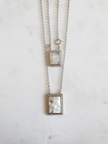 ESCAPULÁRIO MADREPÉROLA PRATA