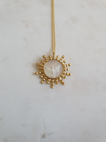 COLAR ESPIRITO SANTO PRATA DOURADA