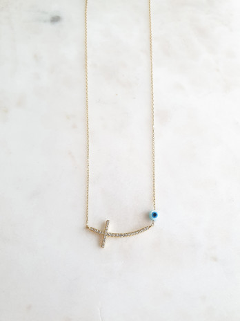 COLAR CRUZ PRATA DOURADA