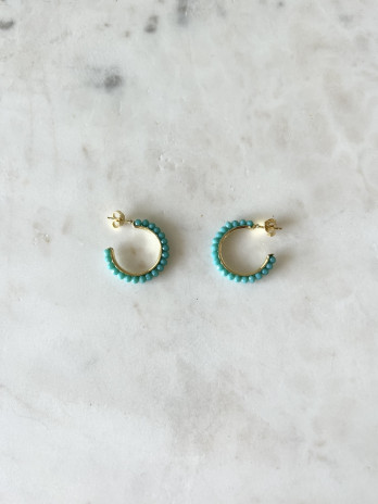 Argolas Fun Turquoise Prata Dourada