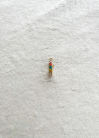 ALIANÇA MEMÓRIA CRISTAIS COLORIDOS PRATA DOURADA