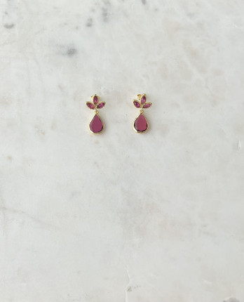 BRINCOS PARMA ROSA PRATA DOURADA