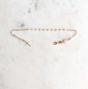 Pulseira Santa e Cruz Pérolas Prata Dourada