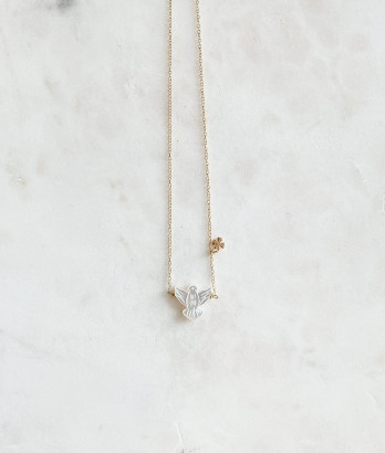 Colar Espirito Santo Madrepérola Prata Dourada