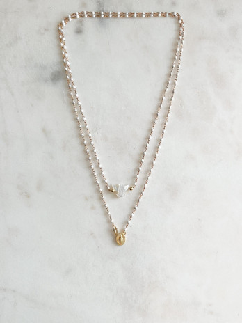 Escapulário Sweet White Prata Dourada