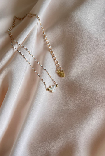 Escapulário Sweet White Prata Dourada