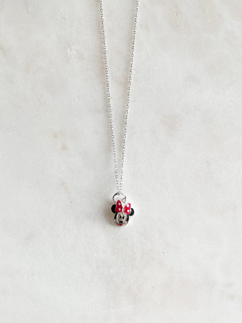 Colar Junior Minnie Prata e esmalte