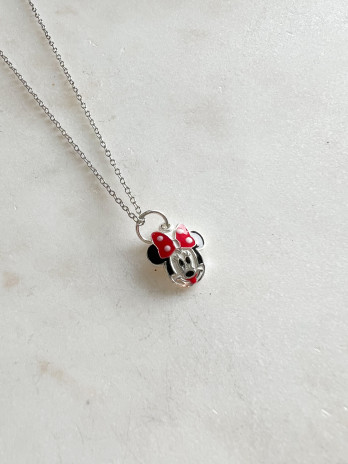 Colar Junior Minnie Prata e esmalte