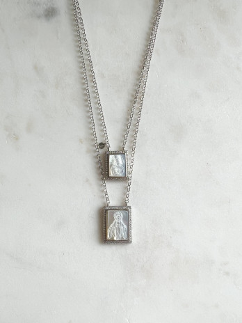 Escapulário Cravado Madrepérola Prata