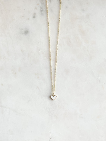 Colar Coração Branco Prata Dourada