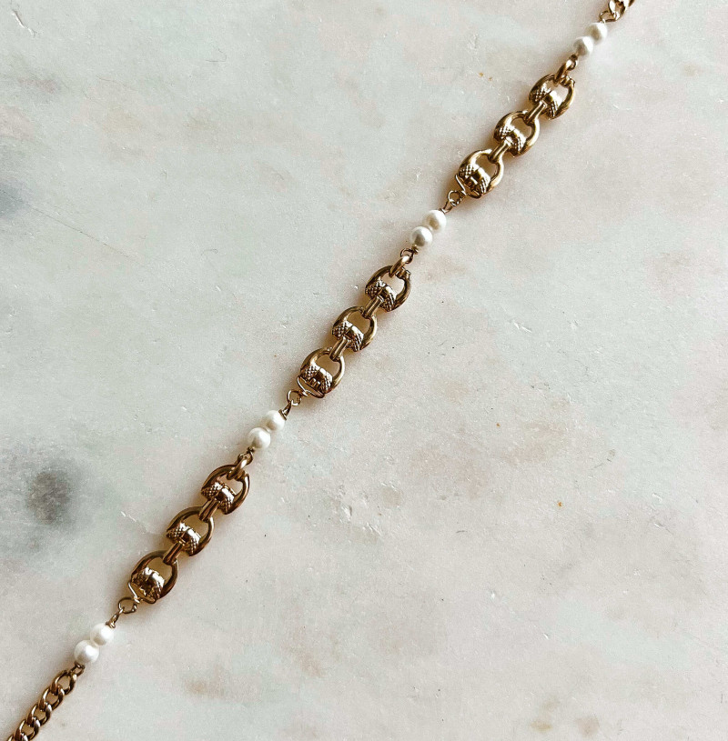 Pulseira Navy old Prata dourada