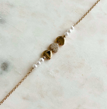Pulseira Triple Heart Prata Dourada