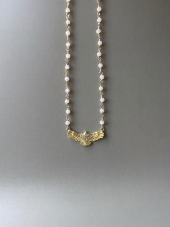 Colar Espirito Santo II Rosa Prata Dourada