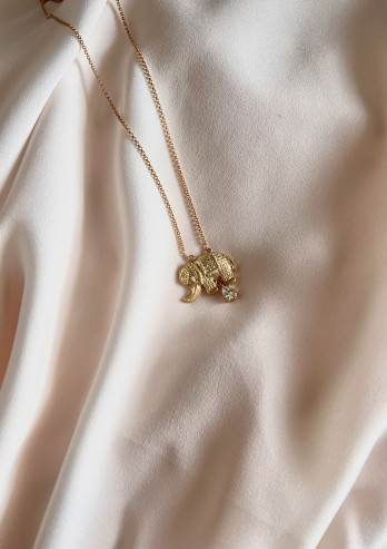 Colar Elefante Prata Dourada