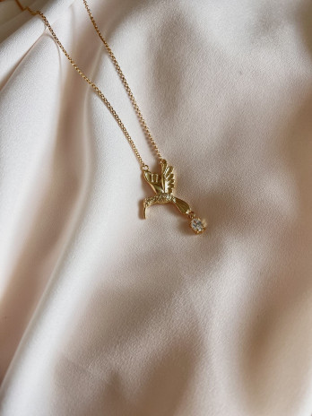 Colar Beija Flor Prata Dourada