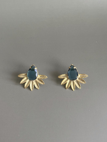 Brincos Belem Azul Prata Dourada