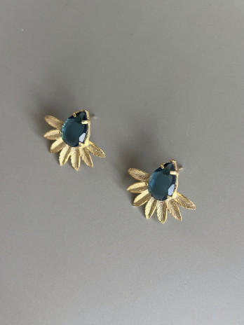 Brincos Belem Azul Prata Dourada