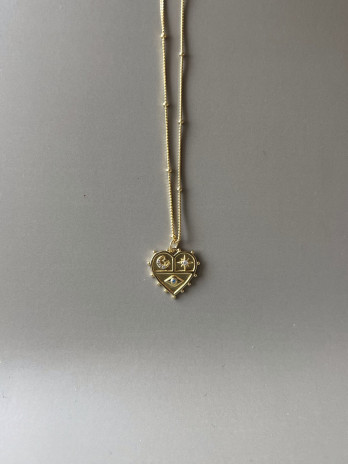 Colar Coração simbolos Prata Dourada