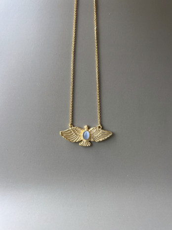 Colar Espirito Santo Azul Prata Dourada