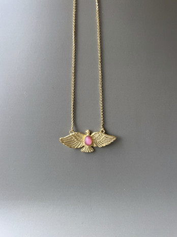 Colar Espirito Santo Rosa Prata Dourada