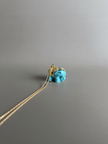 Colar Elefante Azul Prata Dourada