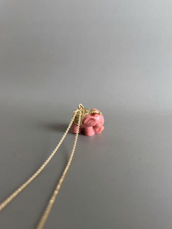 Colar Elefante Rosa Prata Dourada