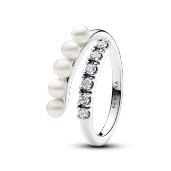 Anel Treated Freshwater Cultured Pearls & Pavé Pandora