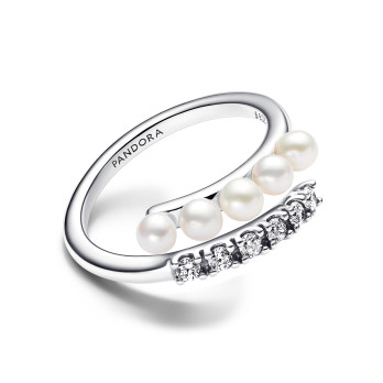 Anel Treated Freshwater Cultured Pearls & Pavé Pandora