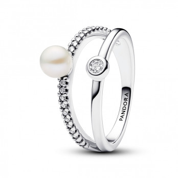 Anel Treated Freshwater Cultured Pearls & Pavé Pandora
