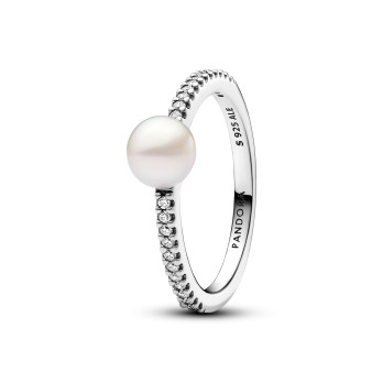 Anel Treated Freshwater Cultured Pearl & Pavé Pandora