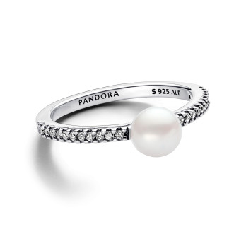 Anel Treated Freshwater Cultured Pearl & Pavé Pandora