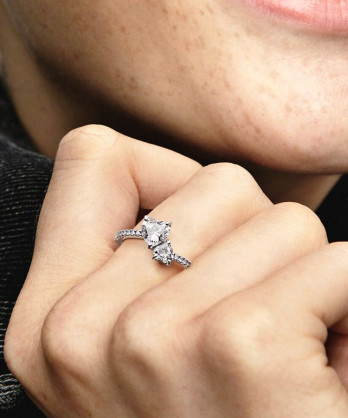 Anel Double Heart Sparkling Pandora