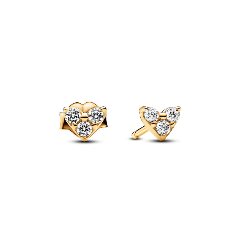 Brincos Triple Stone Heart Pandora