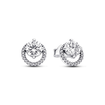 Brincos Sparkling Round Halo Pandora