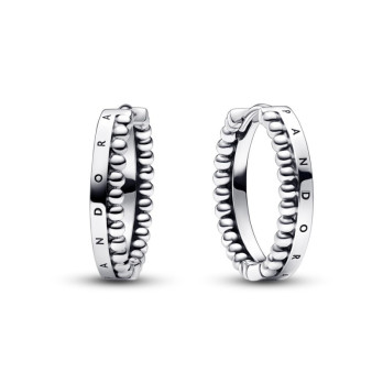 BRINCOS SIGNATURE LOGO & BEADS PANDORA