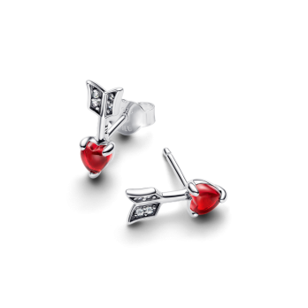 Brincos Coração Flecha e Vidro Murano Pandora