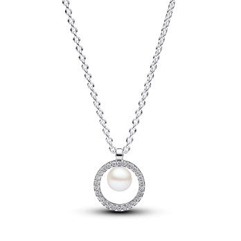 Colar Treated Freshwater Cultured Pearl & Pavé Pandora