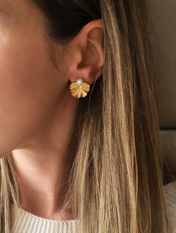 BRINCOS FOLHA PRATA DOURADA