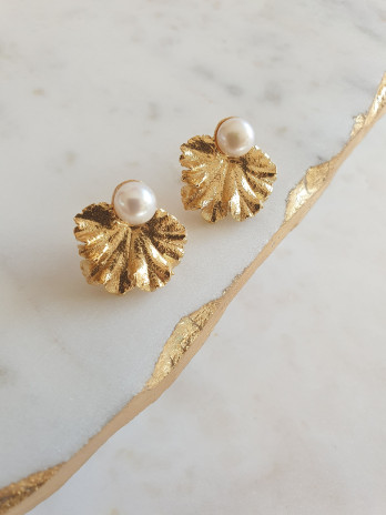 BRINCOS FOLHA PRATA DOURADA