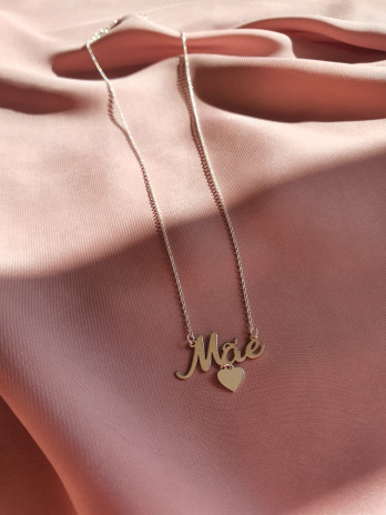 COLAR MAE E CORAÇAO PRATA