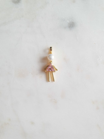 BERLOQUE MENINA TRIANG ROSA PRATA DOURADA