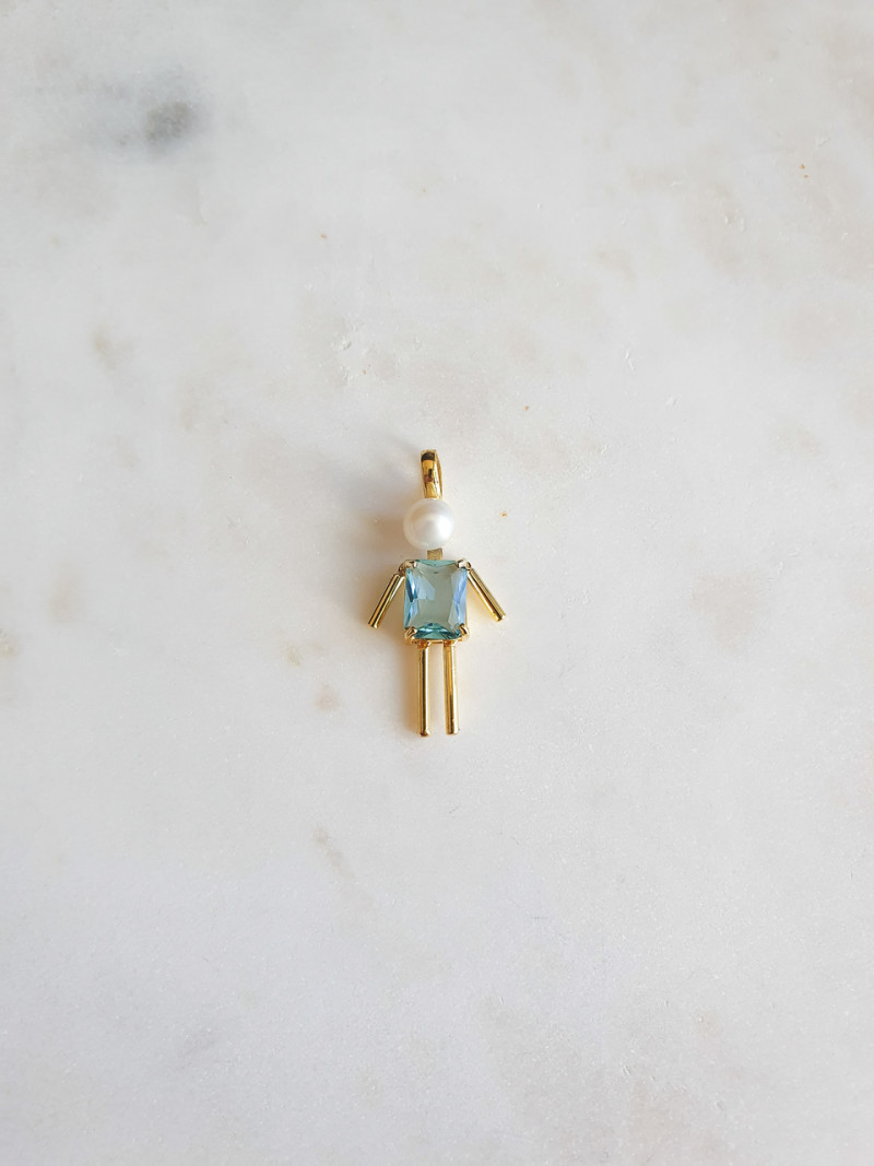 BERLOQUE MENINO AZUL TURQUEZA PRATA DOURADA