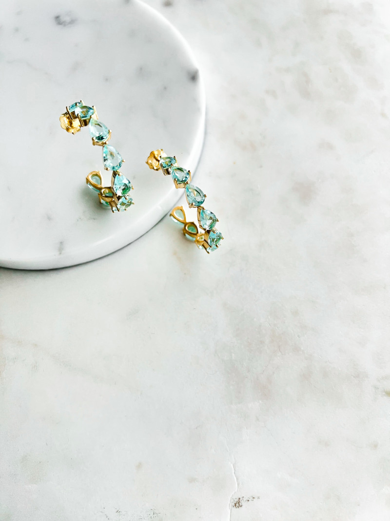 ARGOLAS CRISTAIS AZUIS PRATA DOURADA