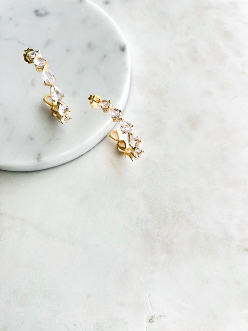 ARGOLAS CRISTAIS ROSA PRATA DOURADA