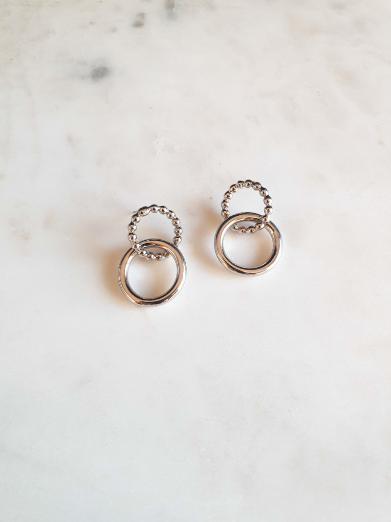 BRINCOS DOUBLE CIRCLE PRATA