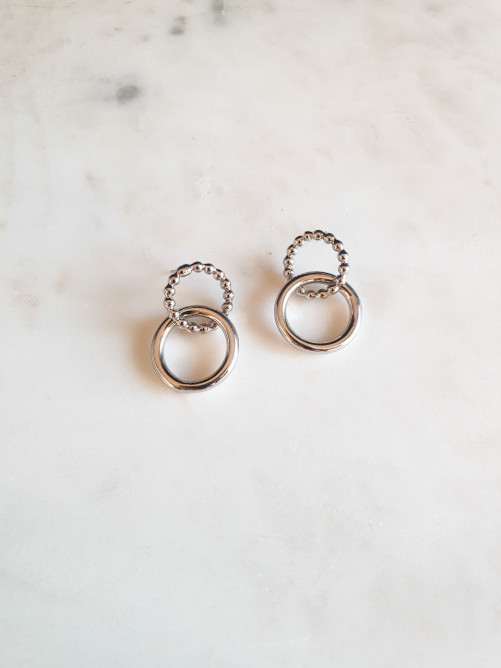 BRINCOS DOUBLE CIRCLE PRATA