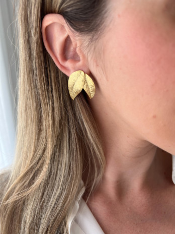 BRINCOS FOLHA PRATA DOURADA